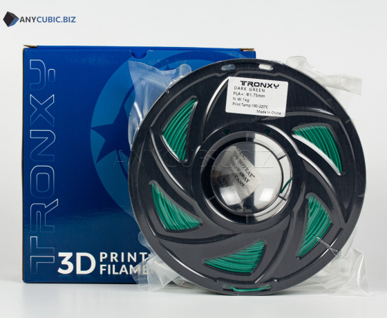 Фото 2 - Темно-зелений PLA пластик Tronxy для 3D принтера 340m | 1 кг | 1,75 мм