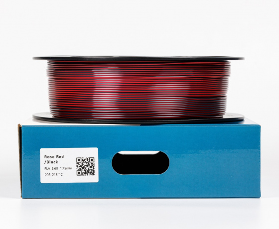 Фото 3 - Червоно-Чорний Шовковий Пла Пластик | PLA SILK Rose Red Black 1кг | 1.75мм | 330м
